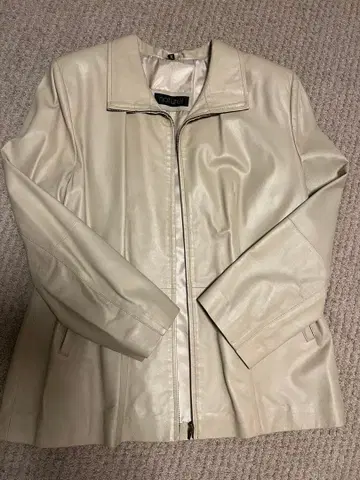 naturel 화이트 베이지 가죽 자켓 XL