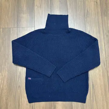 BLUEBLUE 네이비 리브 편직 스웨터