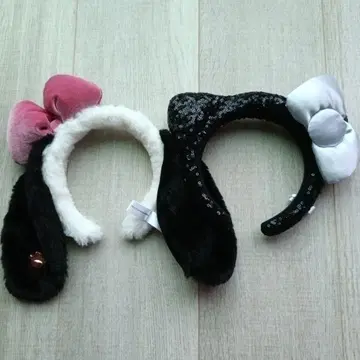 5800엔 usj 헬로키티 스팽글 머리띠 블랙 벨 2개