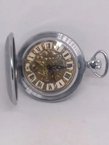 Marina 회중시계 골드 다이얼 실버 케이스