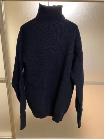 질 샌더 네이비 터틀넥 스웨터