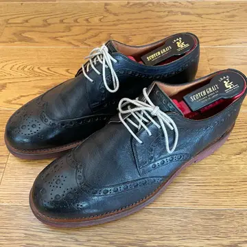 스코치 그레인 도치기 가죽 풀 브로그 블랙 F-1164 25.5