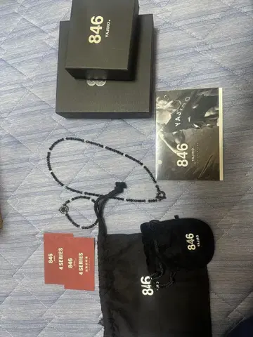 YAJIRO 846 블랙 x 블랙 목걸이, 블레스 세트