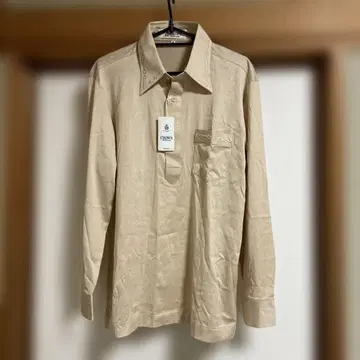 CROWN 남성용 긴팔 셔츠 베이지 L 면 100% 새상품 택 포함