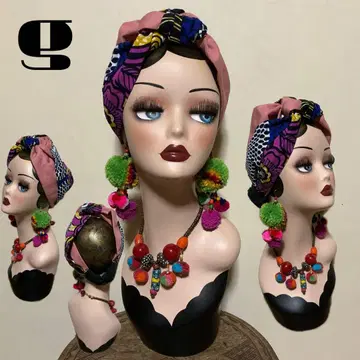 아프리칸 뜨개 뽀꼬리 헤어 터번 헤어밴드