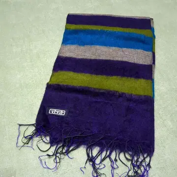 jiva 스톨 숄 보라색 파랑 그린 스트라이프 머플러 미사용 새상품