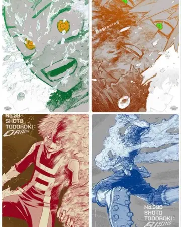 미개봉 나의 히어로 아카데미아 원화전 A2 아트 포스터 4장 세트