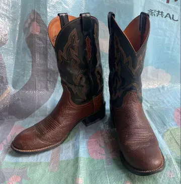 루케시 ( Lucchese ) 웨스턴 부츠 브라운 가죽 자수