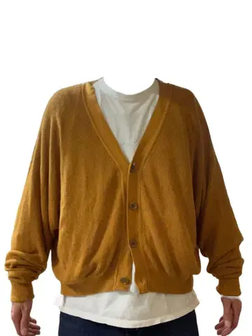 짧은 기장 팔 주름 니트 이로쿼이 머스타드 가디건 사이즈 L 정도