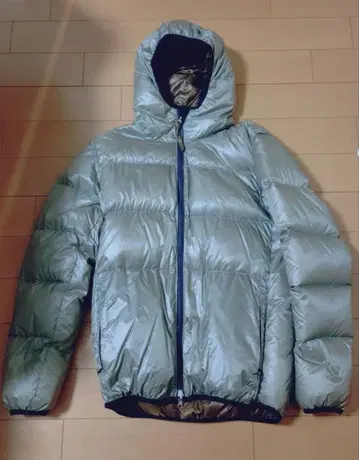 리버서블 다운 자켓 후드 부착 그레이 브라운