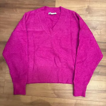 ZARA 자라 핑크 V넥 니트 스웨터 긴팔
