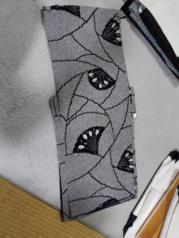 미사용 새상품급 호몬기 츠케사게 블랙 화이트 기하학 패턴 시보리