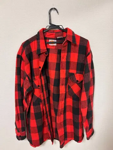 Dickies 80s 빨검 체크 플란넬 셔츠 L 사이즈