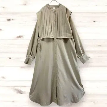 주노아 플리츠 밴드 카라 셔츠 원피스 베스트풍 요크 디자인