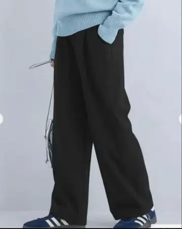 그린 라벨 릴랙싱 블랙 올마이 기모 와이드 팬츠 S 36