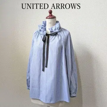 유나이티드 애로우즈 UNITED ARROWS 스트라이프 리본 블라우스