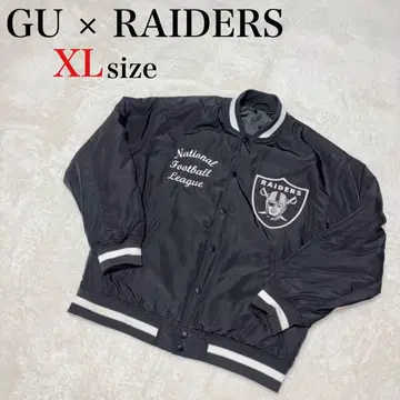GU x RAIDERS 바시티 자켓 남성용 XL 블랙 NFL