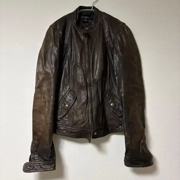 다크 브라운 가죽 라이더 자켓