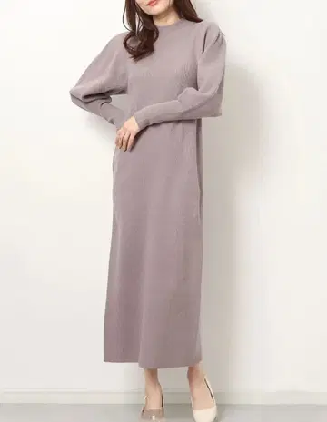 마이 스트라다 모카 그레이지 긴팔 니트 롱 원피스