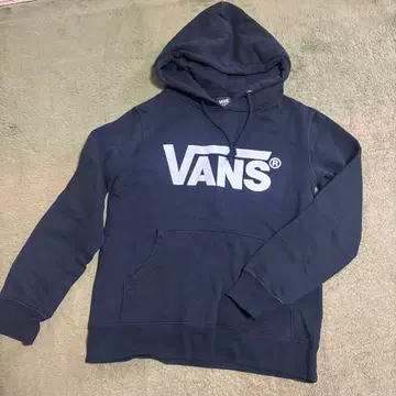 VANS 블랙 컬러 후드 부착 후드티 S