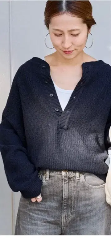 FRAMeWORK 프레임워크 카노코 2WAY 헨리 니트 네이비