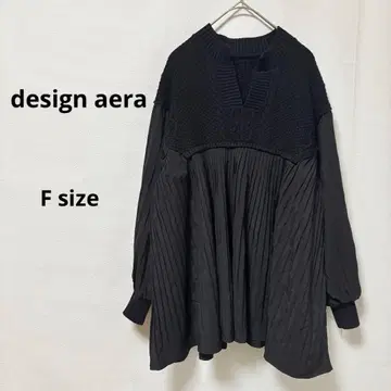 design aera 니트 플리츠 블라우스 도킹 F 블랙 긴팔