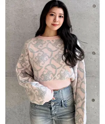 Symmetry GYDA 체인 로고 라메 니트탑