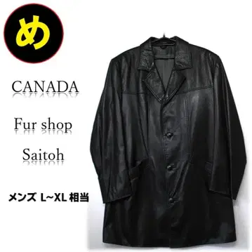 남성용 Saitoh Canada 블랙 램 가죽풍 테일러드 코트 L~XL
