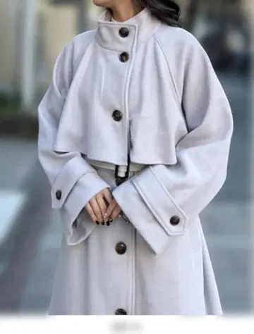 INGNI 스탠드 카라 케이프 롱 코트 벨트 포함