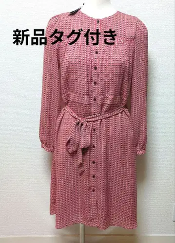 택 포함 새상품 바나나리퍼블릭 노카라 긴팔 원피스 올 패턴 앞 버튼