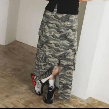 Ray beams 카모 패턴 롱 스커트 카고 타이트 포켓