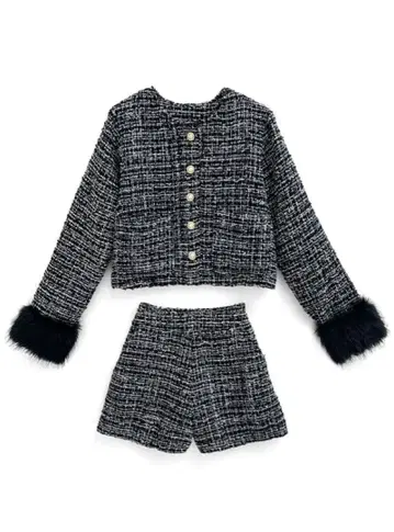 GRL 2Way 퍼 자켓 x 숏팬츠 트위드 셋업