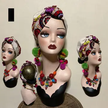 아프리칸 뜨개 뽀꼬리 헤어 터번 헤어밴드