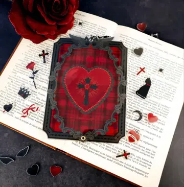 후쿠야 고딕 체크 아크릴 프레임 레드 할로윈 빌런 빨간색