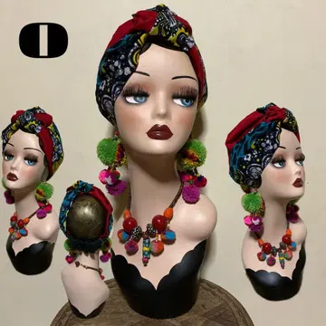 아프리칸 니트 뽀꼬리 헤어 터번 헤어밴드