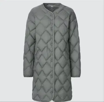 새상품급 유니클로 울트라 라이트 다운 릴랙스 롱 코트 카키 S