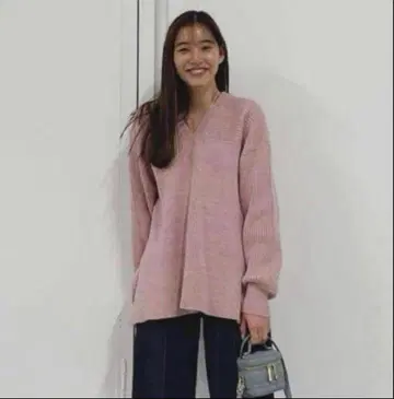 CLANE MIX COLOR STRING WIDE KNIT TOPS