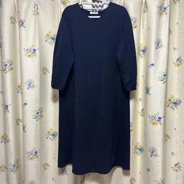 빅 사이즈 3L 네이비 V넥 긴팔 롱 원피스