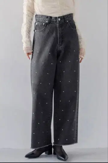 LOWRYSFARM 비쥬 데님 팬츠 블랙 M