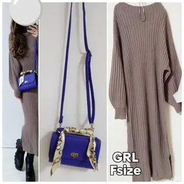 리브 니트 원피스 지갑 숄더
