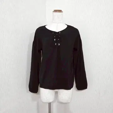 ARCHIVES 프론트 레이스업 긴팔 티셔츠 블랙 ( M ) 사이드 슬릿