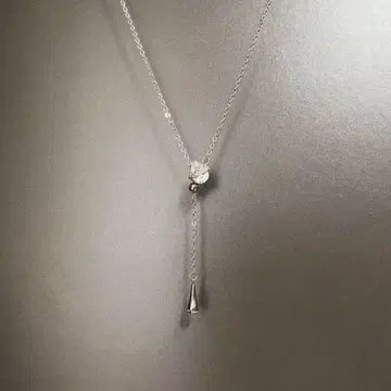 실버 925 크리스탈 장식 롱 목걸이