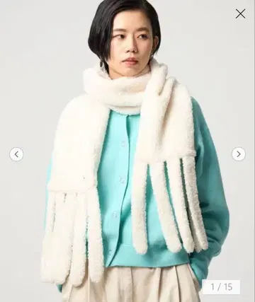 CITEN 플리스 프린지 스카프 아이보리