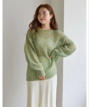 ungrid 알파카 혼방 시스루 니트