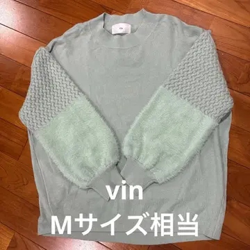 vin  야마다야 소매 재기 니트 M 민트 그린