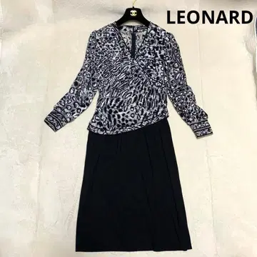 LEONARD 레오나르 긴팔 롱 원피스 실크울 카슈쿨 M