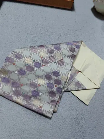 새상품급 보라색 계열 기하학 패턴 후쿠로 오비