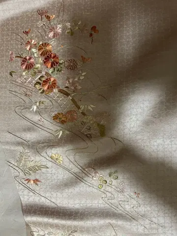 옷감 자색 향원 핑크 자수