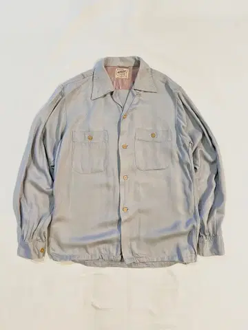 [레어] 50s 레이온 셔츠 로카빌리 NATIONAL 개버딘