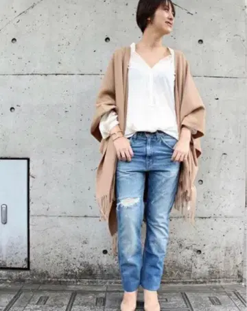 두지엠 클라세 판초 대형 스톨 카멜